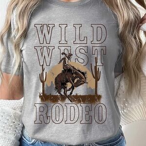 Gray Wild West Rodeo Graphic T-Shirt